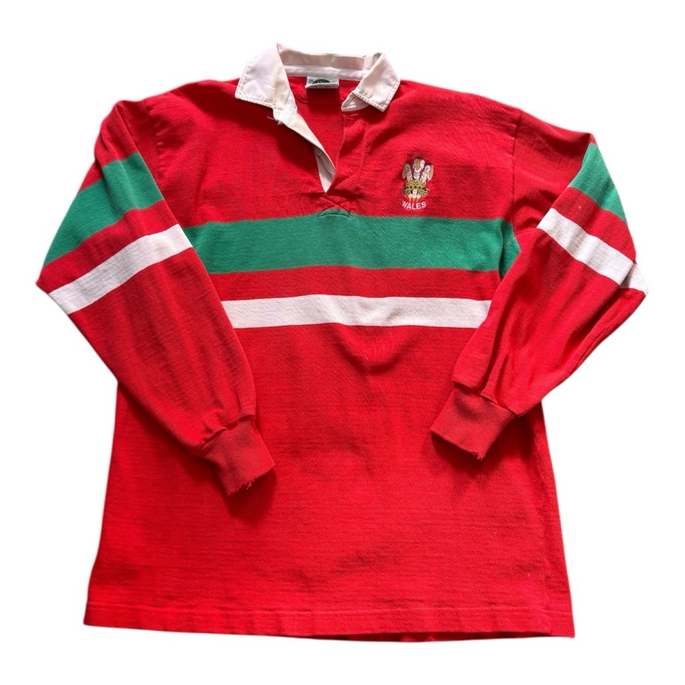 Barbarian Rugby Wear Wales Long Sleeve Striped Red Polo Athletic XXL